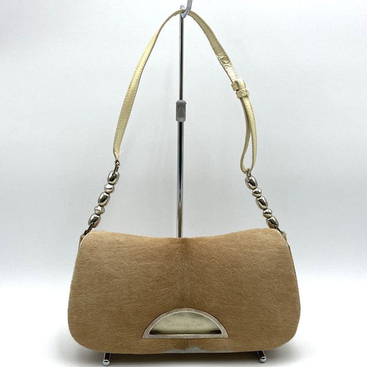 DIOR Handbag Beige Halaco/pvc Maris Pearl Women Men Fashion