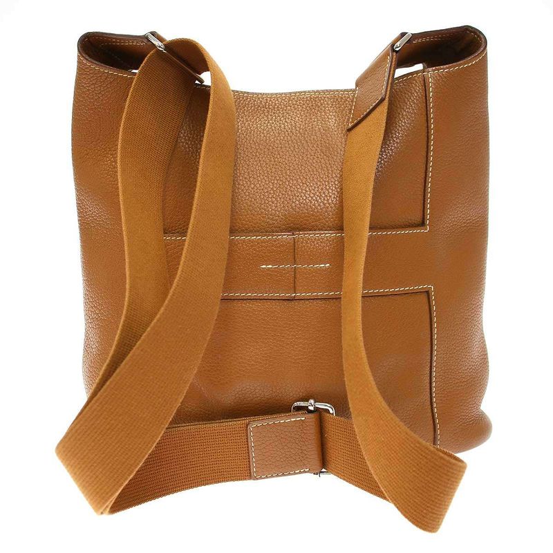 Hermes L Engraved 2008 Good News PM Leather Shoulder Bag Gold