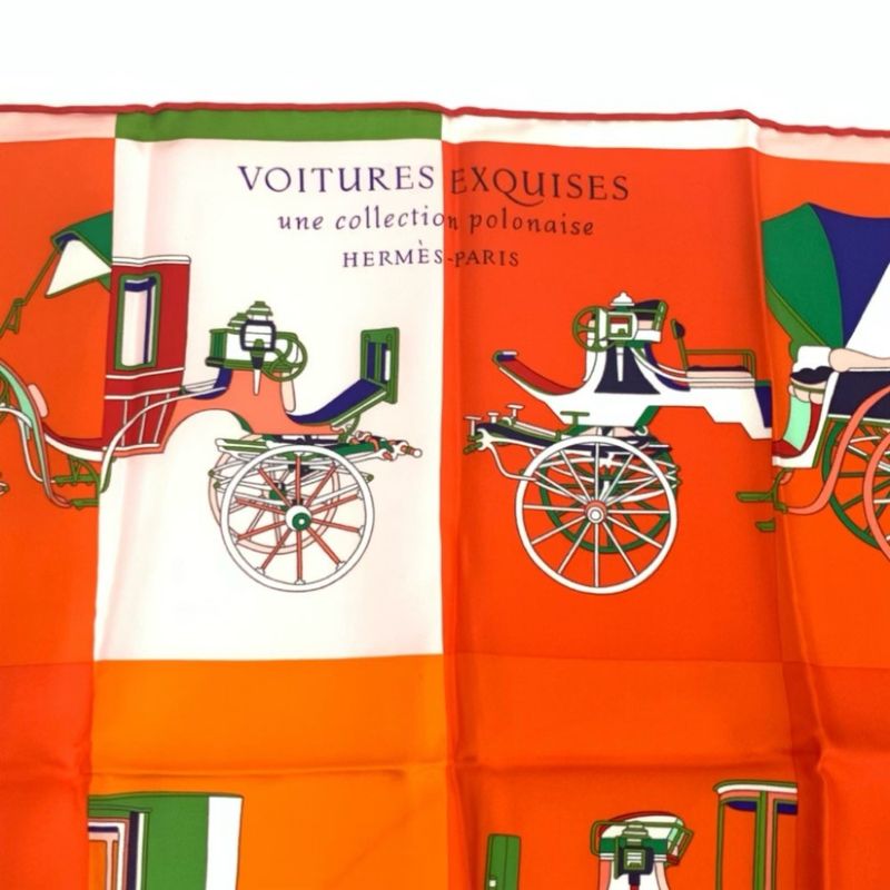 Hermes Carre 90 Voitures Exquises Elaborate Carriage Scarf 100% Silk