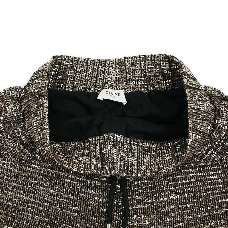 Celine 22ss Allover Sequined Tulle Shorts Sequined Shorts 2z151100q Gold S