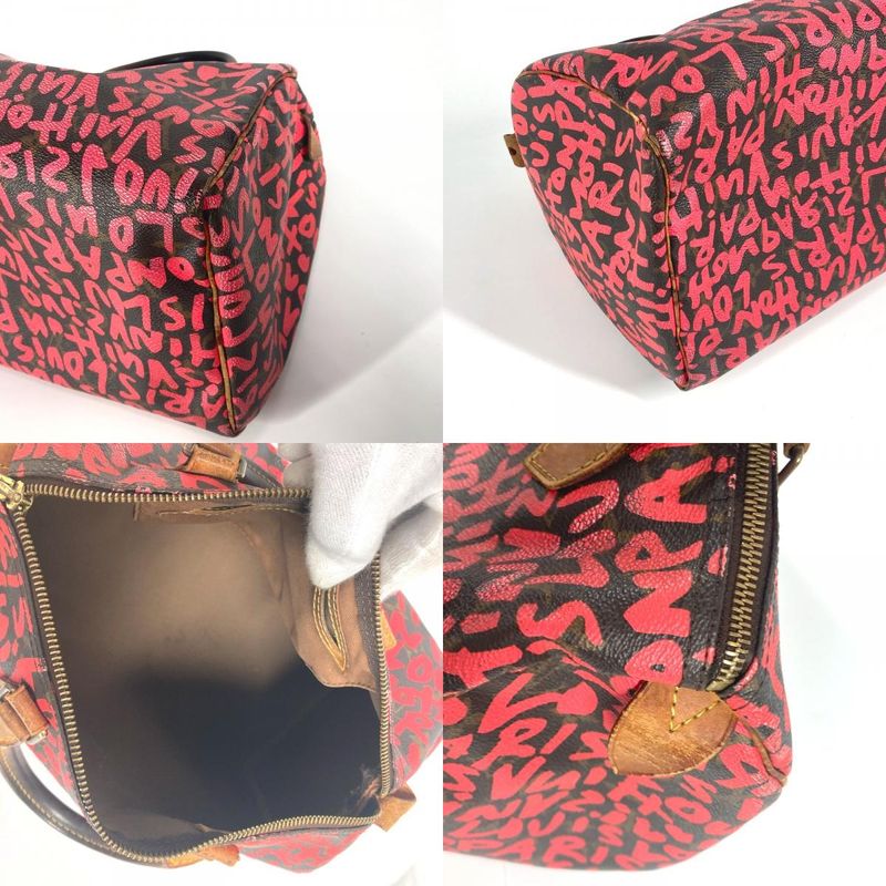 Louis Vuitton Speedy 30 M93704 Monogram Graffiti Canvas Fuchsia Pink