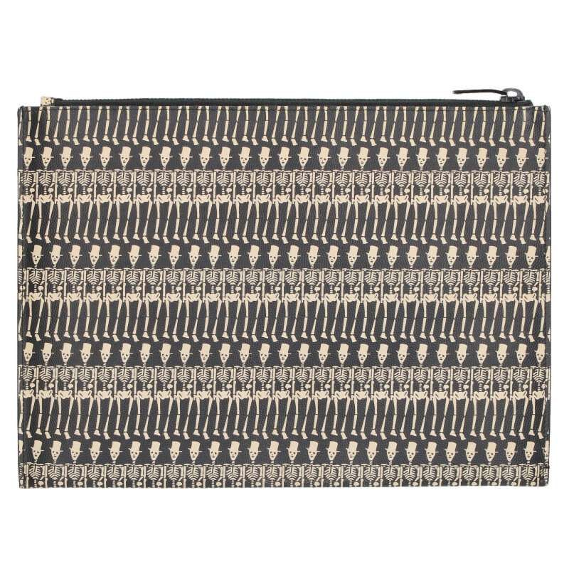 Saint Laurent Paris 397294 Skull Print Allover Leather Clutch Bag Men's