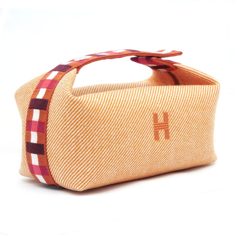 Hermes Brid A Black PM Au-carre Handbag Pouch Faube Orange Ladies Unused