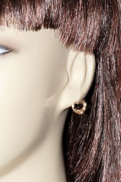 Tiffany & Co Earrings 18K Pink Gold Elsa Peretti Open Heart Earrings 11mm