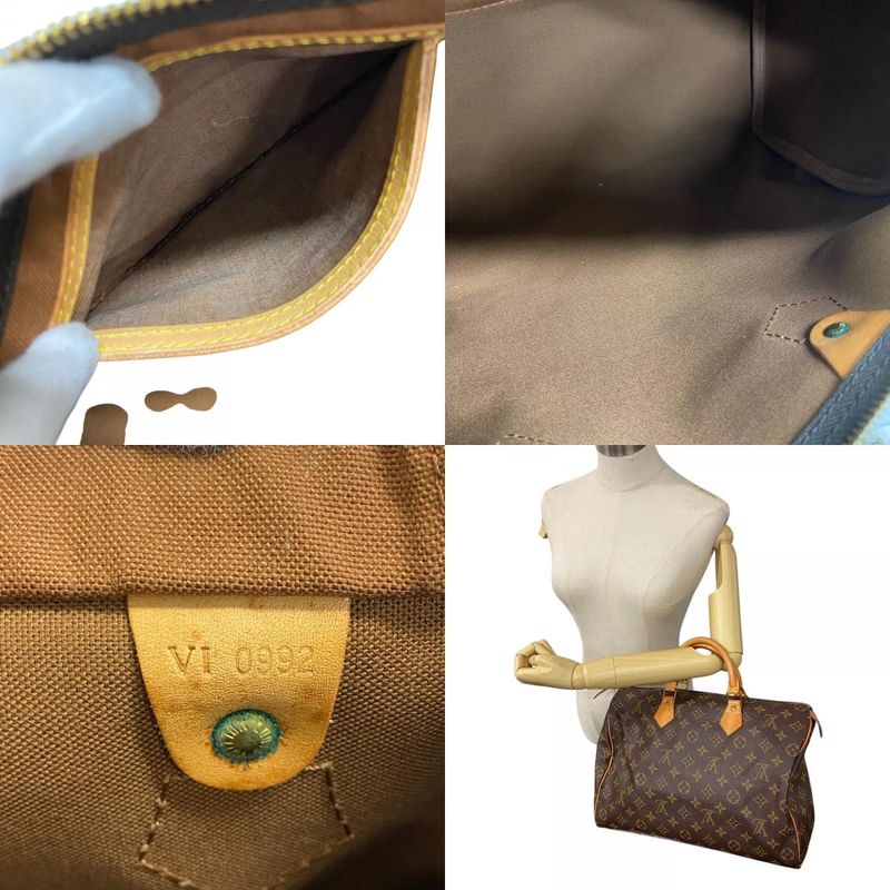 Louis Vuitton Bitton M41524 Speedy 35 Monogram Leather Boston Bag Brown Unisex