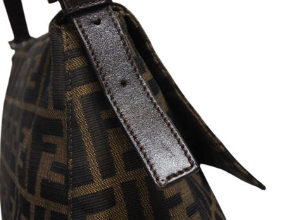 Fendi Mamma Baguette Shoulder Bag Zucca Pattern Cotton Canvas Brown Silver — view 5