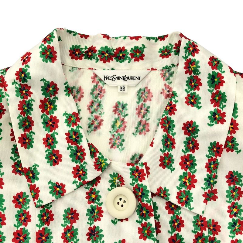 Yves Saint Laurent Flower Print Set Up Suit White 36