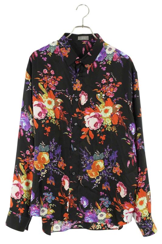 Dior 923c561w6016 BEE Embroidered All Over Silk Long Sleeve Shirt Men 39