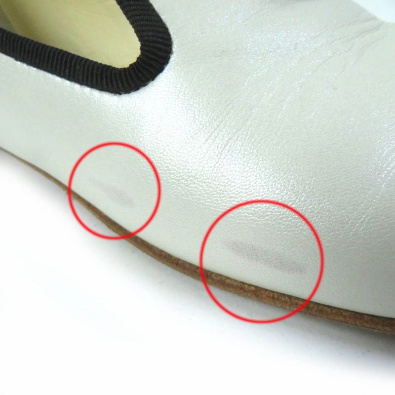 CHANEL 16P G31630 Coco Mark Flat Leather Shoes White Black 35 With Box