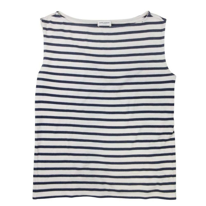 Good 16ss Saint Laurent Eddy Period Striped Tank Top Cut and Sewn Tops Cotton