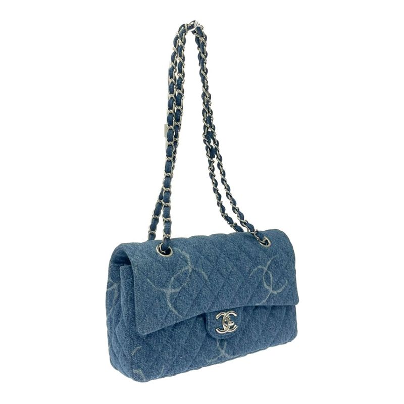 Chanel Matelasse Denim Coco Mark Print Chain Shoulder Bag Blue 465913 Shoulder