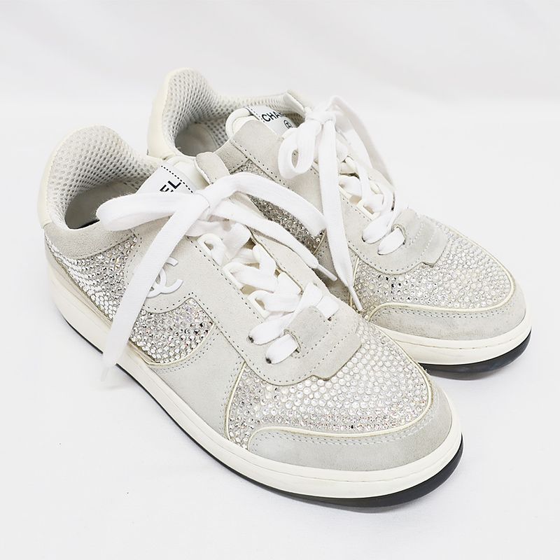 Chanel Sneakers Sequins White Size 36 Approx 23.0cm (9.06in) Coco