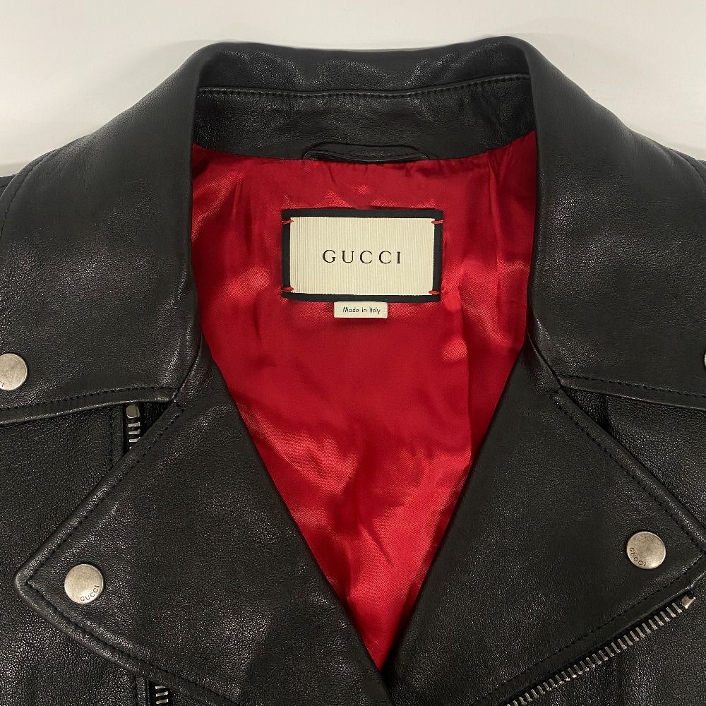 Gucci 442668 Tiger Embroidered Biker Jacket Riders Jacket Black Men'S