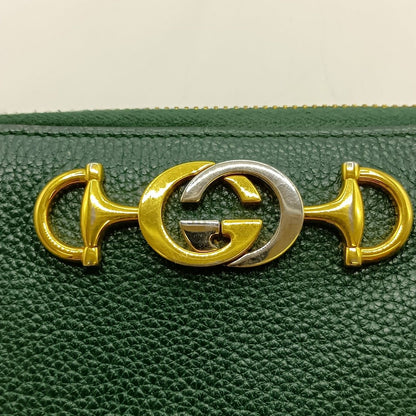 Gucci Zumi Round Zipper Long Wallet 570661 1147 Green