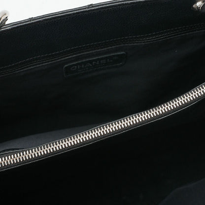 Chanel Shoulder Bag Matelasse GST Chain Tote Cabiskin Black Silver Hardware