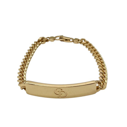 Christian DIOR Bracelet ID Plate CD Logo Gold Plated Gold