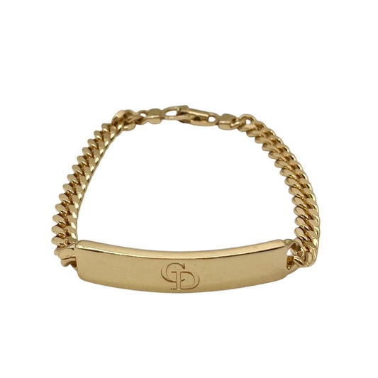Christian DIOR Bracelet ID Plate CD Logo Gold Plated Gold