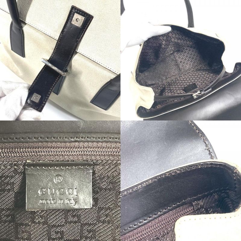 Gucci Handbag Logo 000 0844 Suede/leather Black