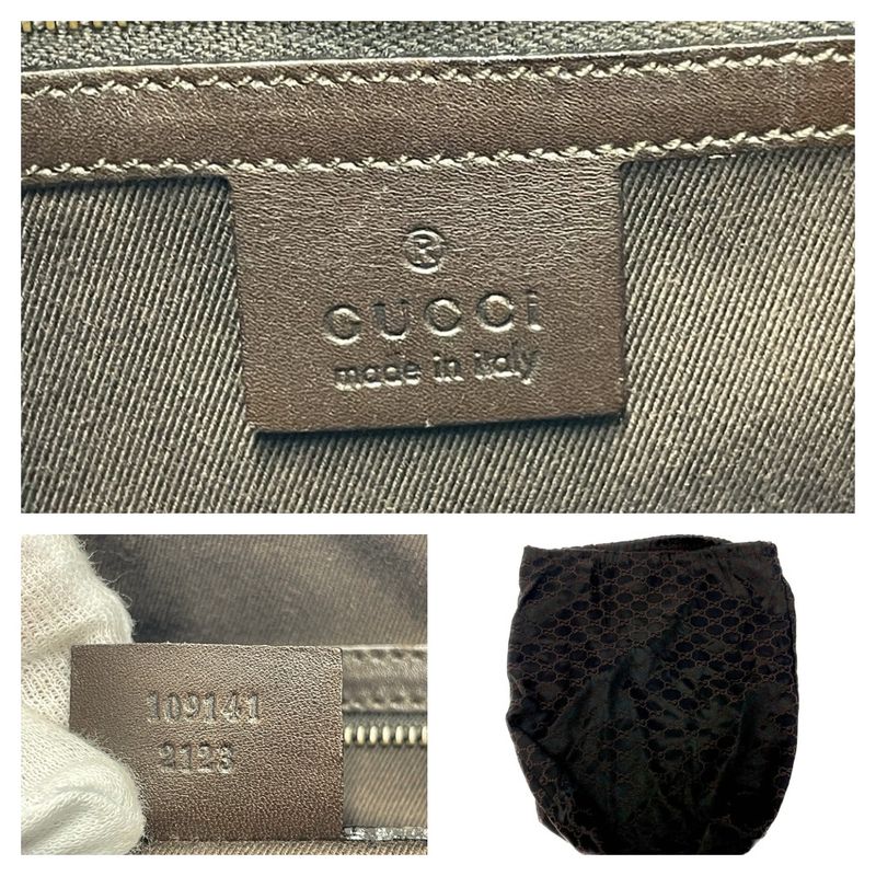 Gucci 109141 and 2123 GG Canvas Leather Shoulder Bag Brown 393403 Shoulder Bag