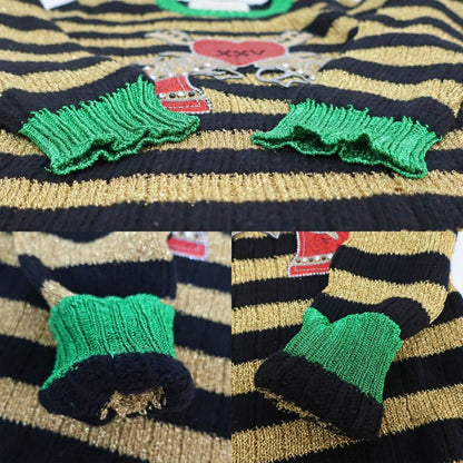 Gucci Knit Sweater - Black X Gold Border - Size XS Embroidery Tops