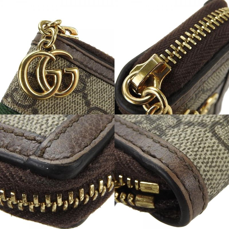 Gucci Key Case Off Dear 523157 Sherry Line GG Supreme Canvas Leather Beige Gold