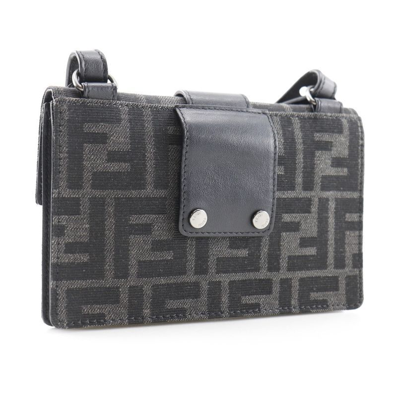 Fendi Marsupio Baguette 3WAY Clutch 7m0295 Nylon Canvas And Leather Black Men's