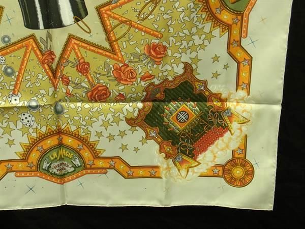 Hermes LA Magie [magic] Carré 90 Silk Scarf Shawl Stole Ivory Tone And