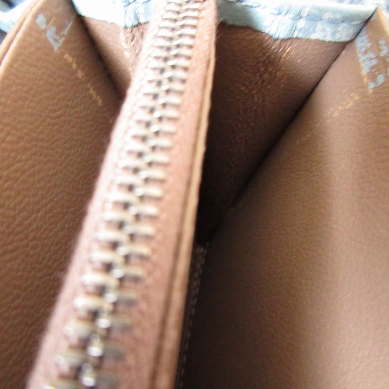 Bottega Veneta Intrecciato Leather Light Blue Round Zipper Long Wallet 1370