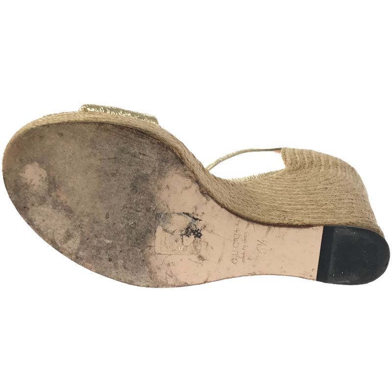 Gucci Wedge Sole Horsebit Sandals 414965 Gold 36 1 2