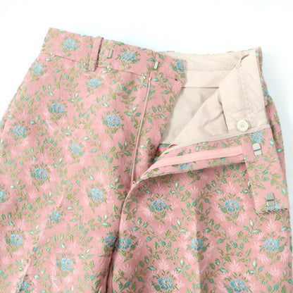 Gucci 621738 Silk Blend Flower Jacquard Flared Center Press Pants Pink 36 Made