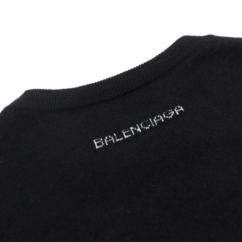 Balenciaga 524992 99% Virgin Wool Logo Embroidery Crew Neck Light Hand Knit