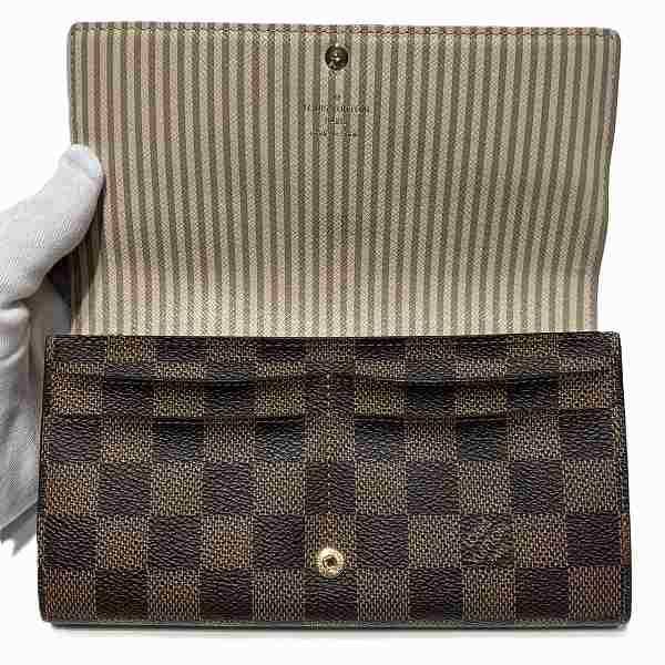 Louis Vuitton Damier Portefeuille Sarah N63179 Trunk Motif Long Wallet With Two