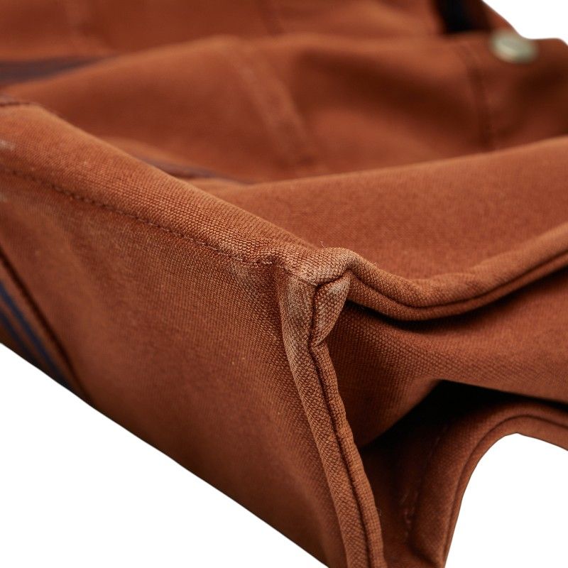 Hermes Fourre Tout Tote MM Brown Navy Canvas Women Hermes