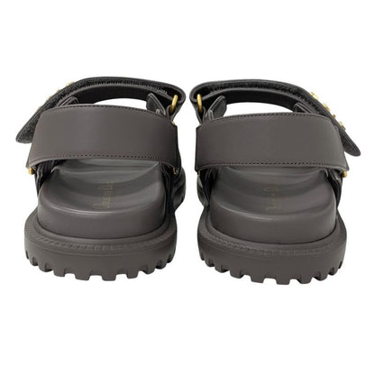 Christian Dioract Sandals Shoes Leather Gray Gold Logo Sports