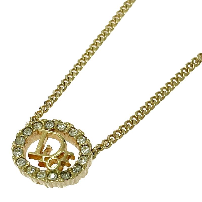Christian Dior GP Rhinestone Dior Logo Necklace Gold 460512 Necklace