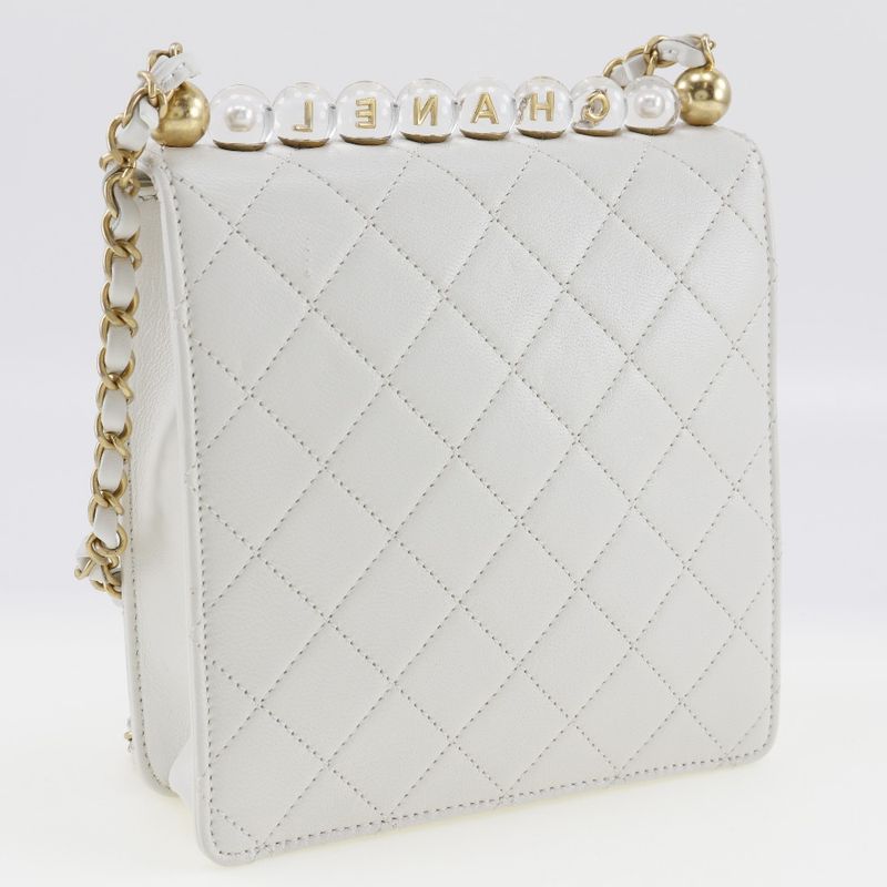Chanel Matelasse As0584 Lambskin White Women Shoulder Bag