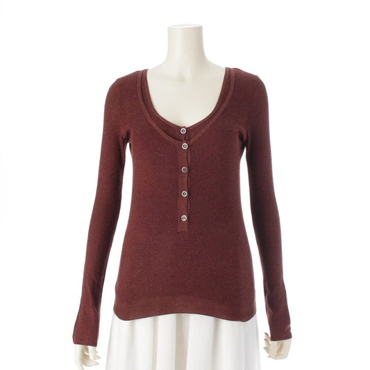 Hermes Silk Cotton H Button Sleeveless Ensemble Long Sleeve Top Brown XS