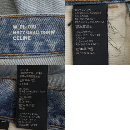 Celine Cotton Triomphe Damaged Flared Denim Pants Jeans Bottoms N677 0840 08KW