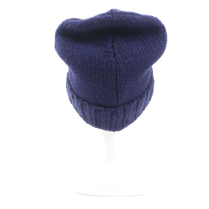Gucci 602886 GG LOGO KNIT Baenie 100% Wool Hat Knit Cap Navy M (58 22cm