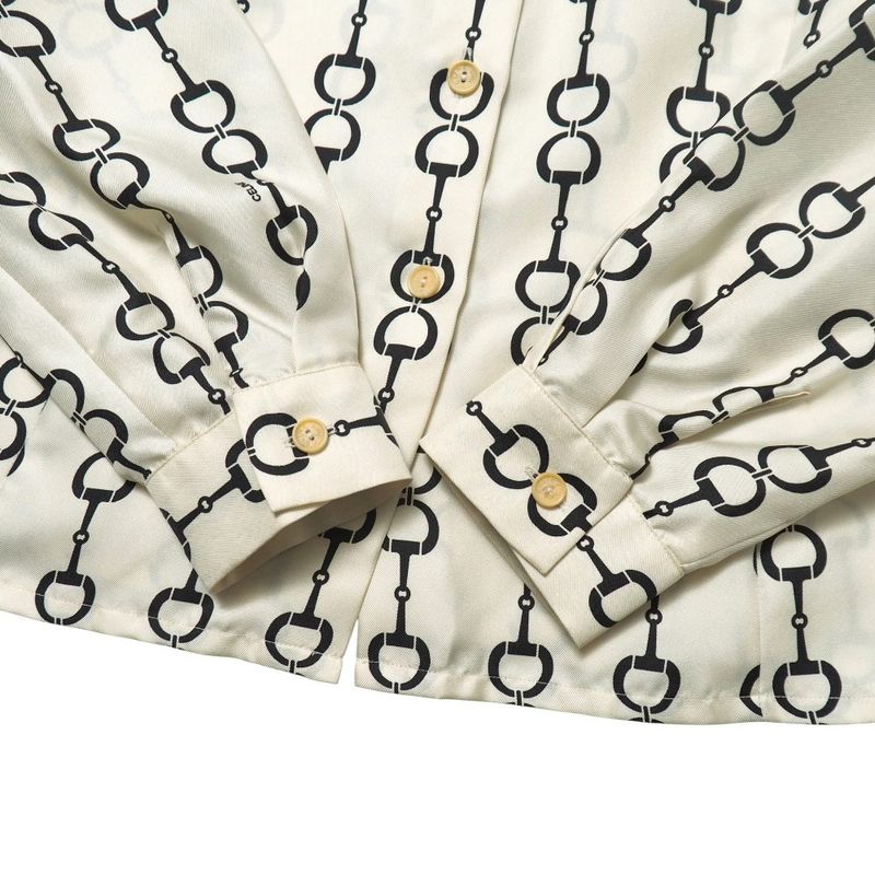 OLD Celine Old Celine Vintage Blouse Size 40 All Silk Harness Pattern Bits Long