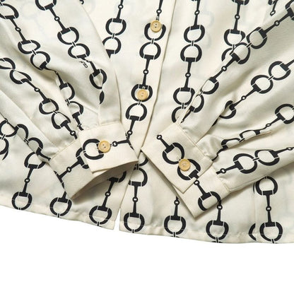 OLD Celine Old Celine Vintage Blouse Size 40 All Silk Harness Pattern Bits Long