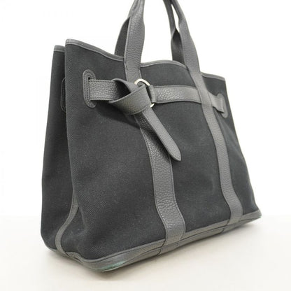 Hermes Tote Bag Petite Santure Canvas Black Silver Hardware □K Engraved Ladies
