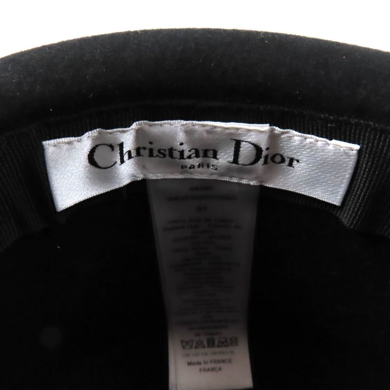 Christian DIOR 04dpn960g893 Logo Design With Tulle Lapin Felt Hat Black 57 Made