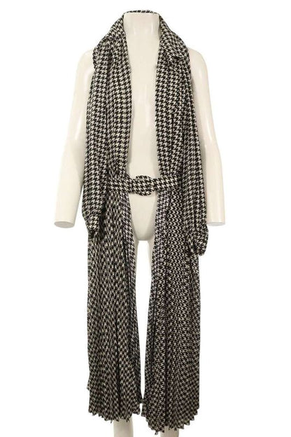 Balenciaga Pleated Dress Stola 832044 Hound's Tooth Belted Pleated Shawl Women's