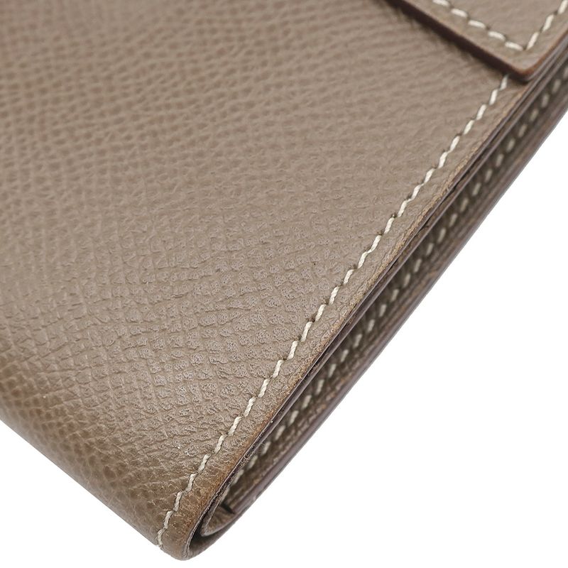 Hermes Trifold Wallet Click 12 Vaux Epson Etoupe Silver Hardware Grained C