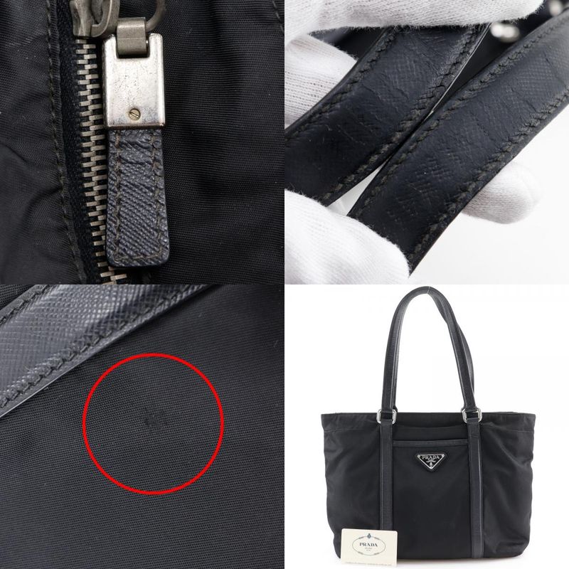 Prada Br2311 Nylon And Leather NERO Black Ladies Tote Bag
