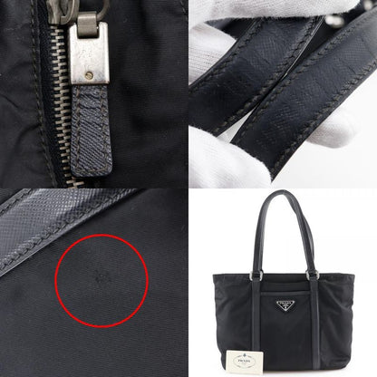 Prada Br2311 Nylon And Leather NERO Black Ladies Tote Bag