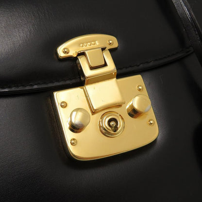 Gucci Lady Lock Leather Black Gold Hardware 000 46 0210 2WAY Handbag Black 0066