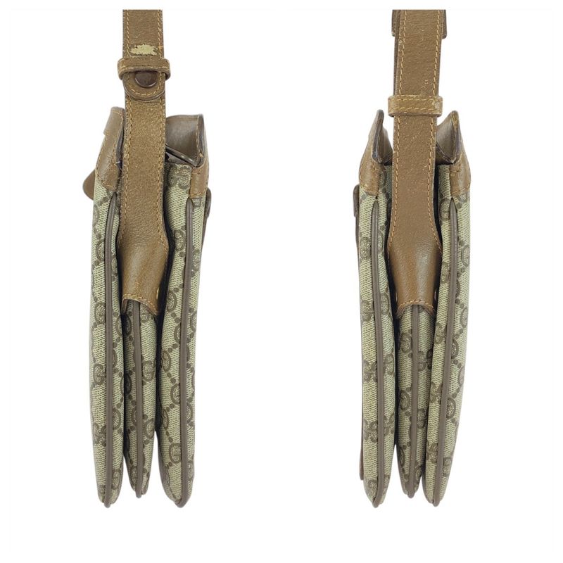 Gucci Vintage Old Gucci Sherry Line Brown GG Supreme Canvas Handbag Shoulder