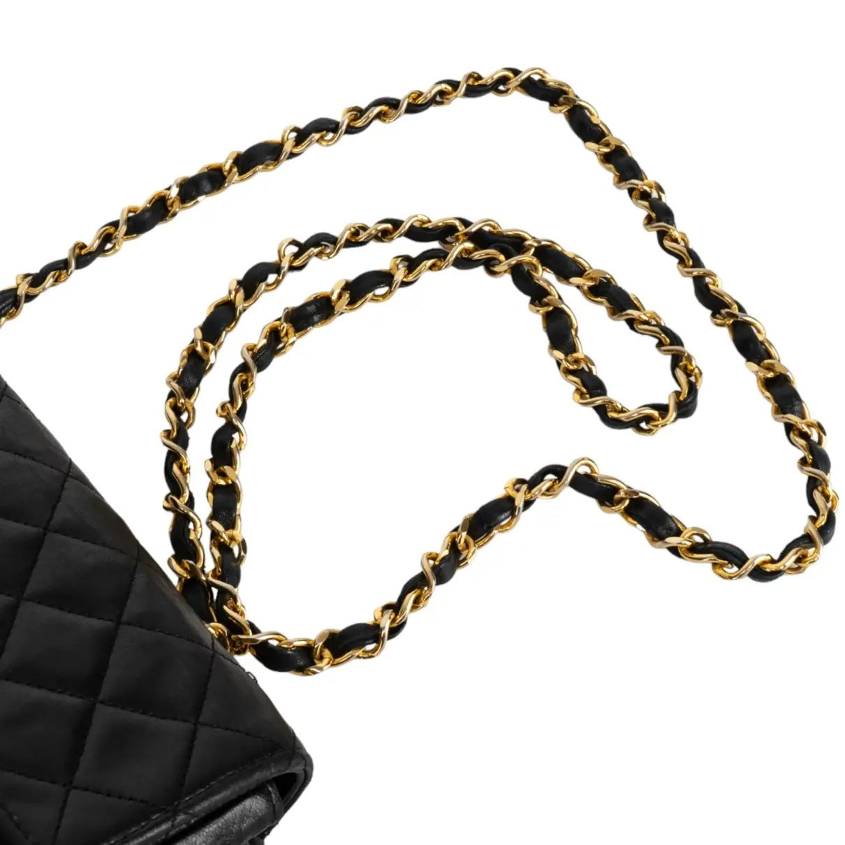 CHANEL Vintage Classic Single Flap Quilted Lambskin Chain Bag Black